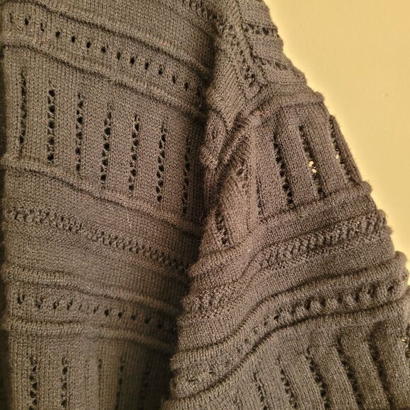 Lane Byrant Womens Cardigan Sweater Plus Size 26 28 Black Pointelle Tunic Length - Picture 3 of 11